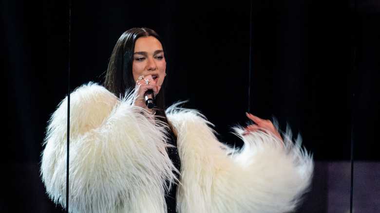 Dua Lipa on stage.