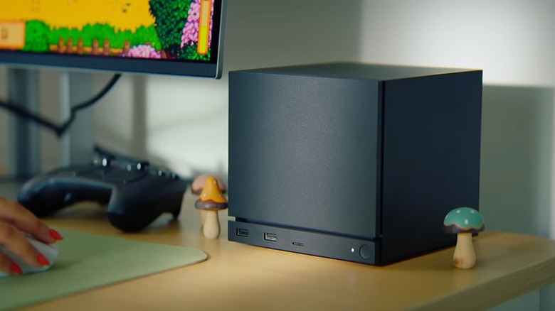 Valve's Steam Machine on a desk.