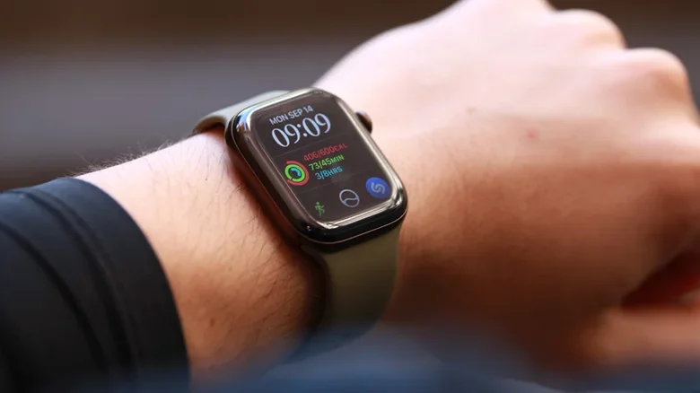 An Apple Watch on a person's wrist.