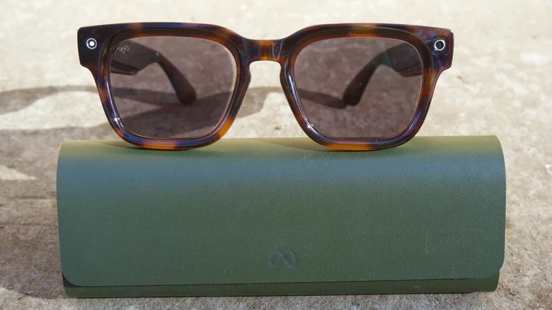 Meta Glasses sitting on their case.