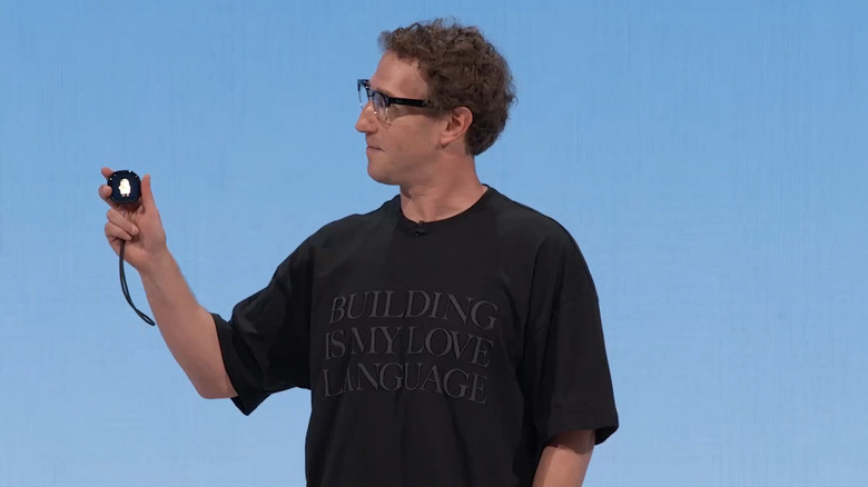 Mark Zuckerberg shows off the Muse Charm on stage at Meta Connect.