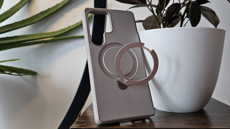 Torras ring case for Samsung Galaxy S25 Ultra posed on shelf