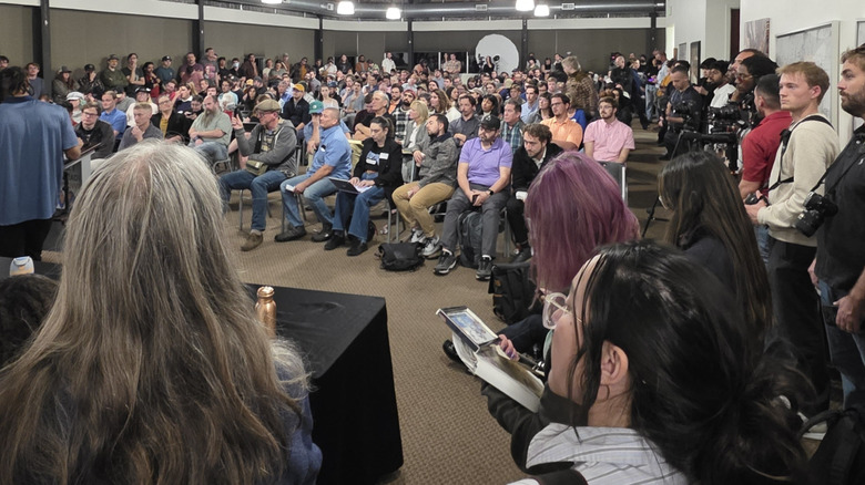 Hundreds of Denver residents attend town hall on October 22, 2025 to voice opposition to the city's ongoing Flock Safety contract