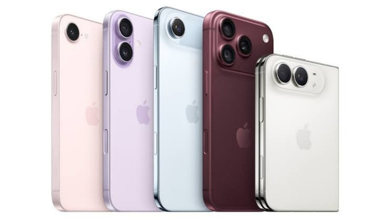 A lineup of iPhone Duo phones in different colors.
