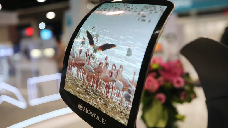 A close-up of a Royole phone.