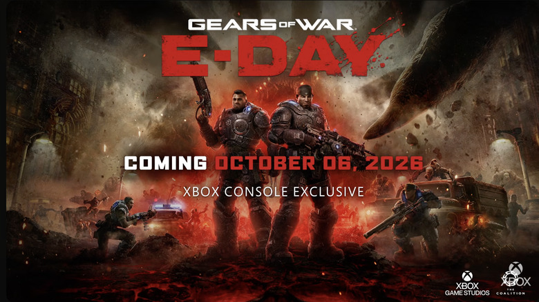 Gears of War: E-Day announcement image with characters.