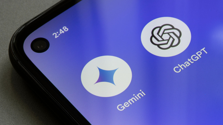 Gemini and ChatGPT app icons on a smartphone home screen.