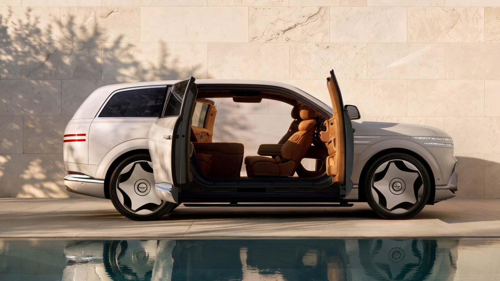 Genesis' GV90 NeoLun is a luxury electric SUV with heated floors and coach doors