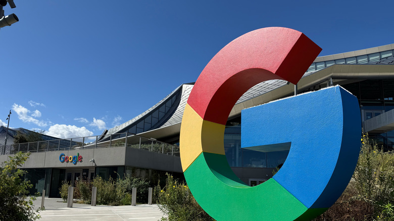 Google's logo in front of its headquarters.