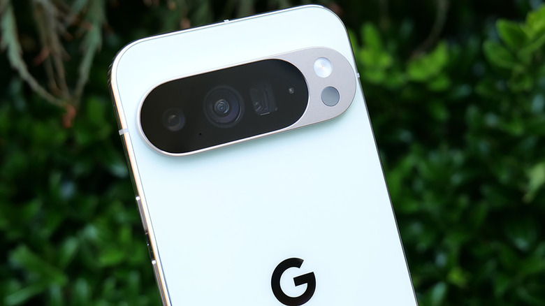 Closeup of the camera bar on a Google Pixel 10 Pro