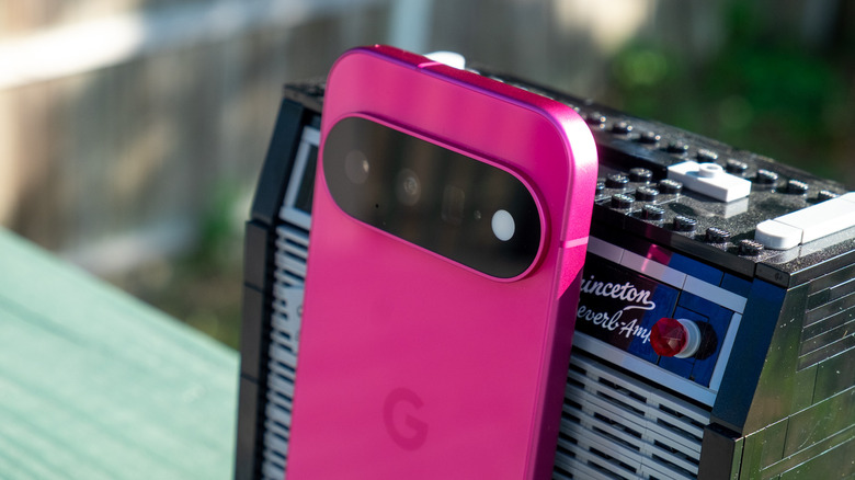 The back of a Google Pixel 11 phone with the focus on its camera bar.