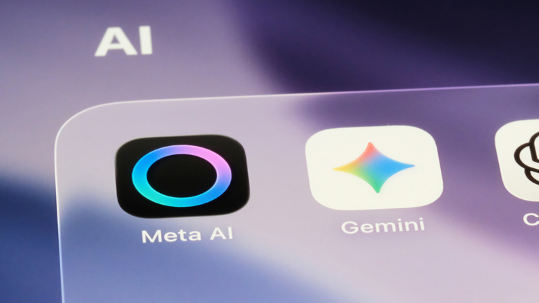 A phone screen with the Meta AI and Gemini logos is shown