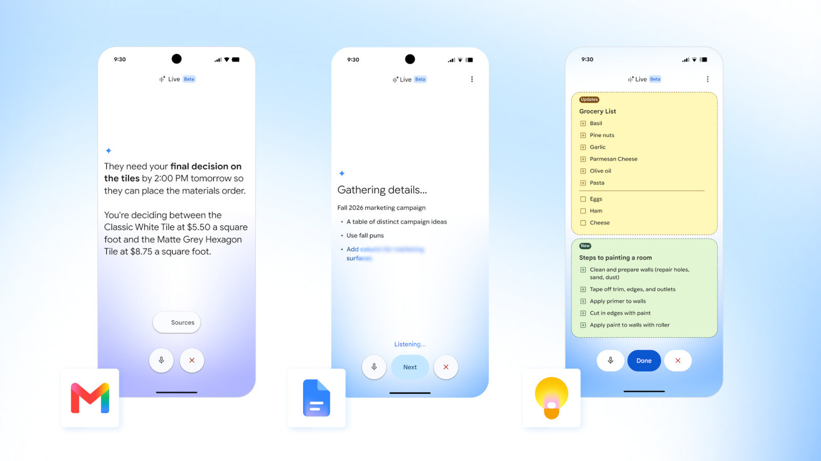 Google rolls out AI-powered voice capabilities for Gmail, Docs and Keep