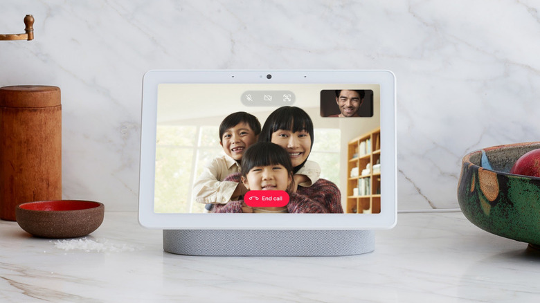 A smart display on a counter.