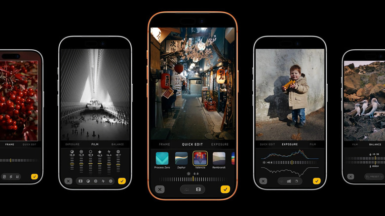 A series of screenshots of the new Photo Lab editor in Halide.