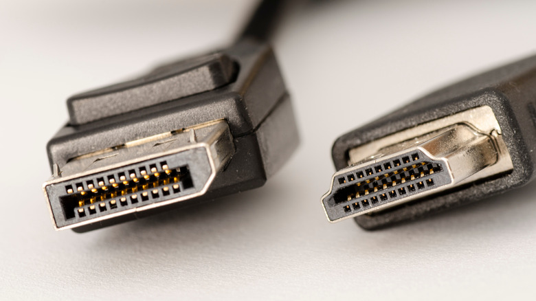 Close-up of HDMI and DisplayPort connectors