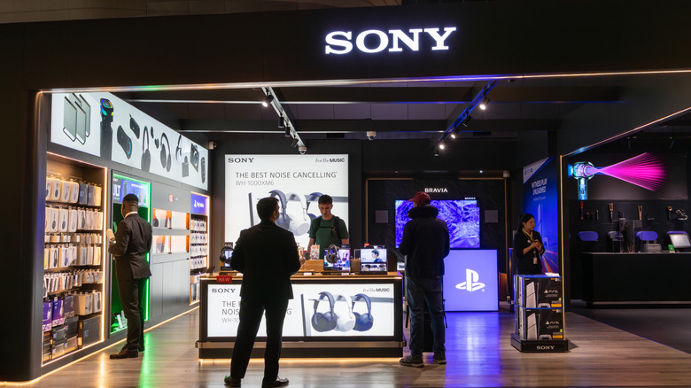Wide shot of a Sony retail store.