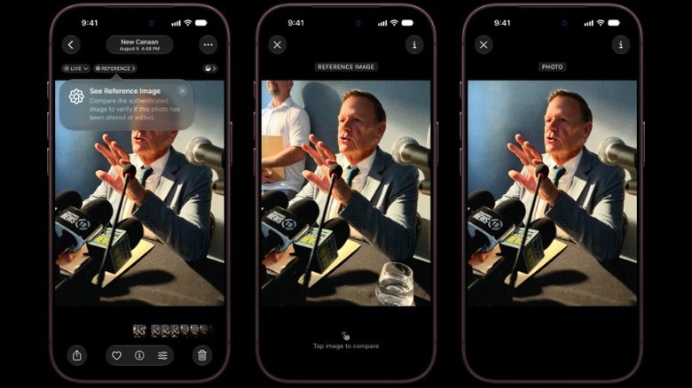 Apple's Reference Image mode in action across ta series of iPhone screenshots.