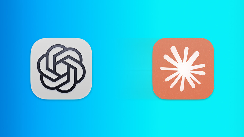 Logos for ChatGPT and Claude, atop a blue gradient