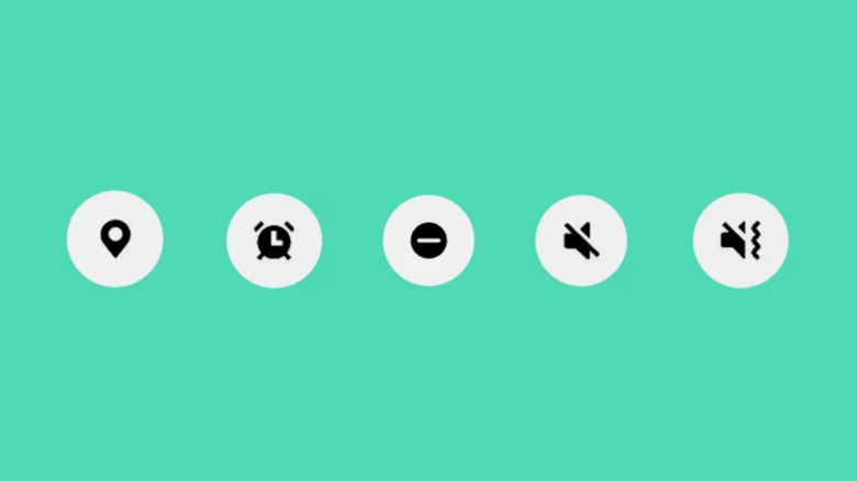 Android device state and modes icons on blue background