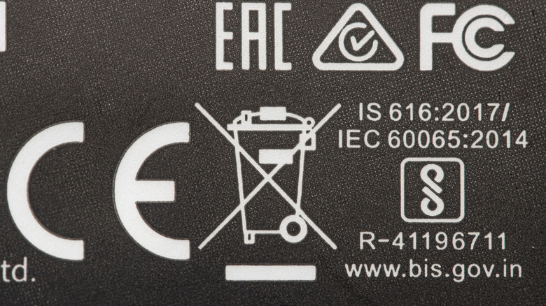 The WEEE icon on a product alongside other markings
