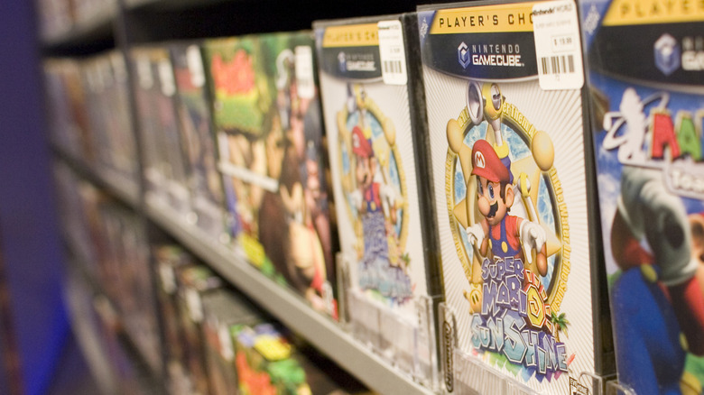Image of rows of Gamecube games.