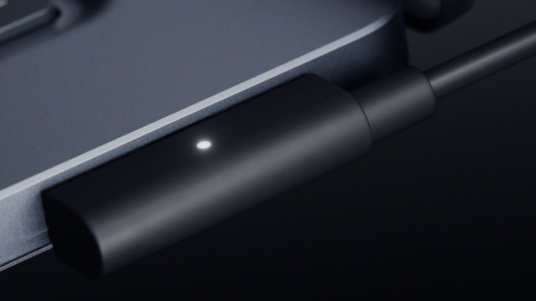 The Magnetic Connect port on the Surface Laptop Ultra.