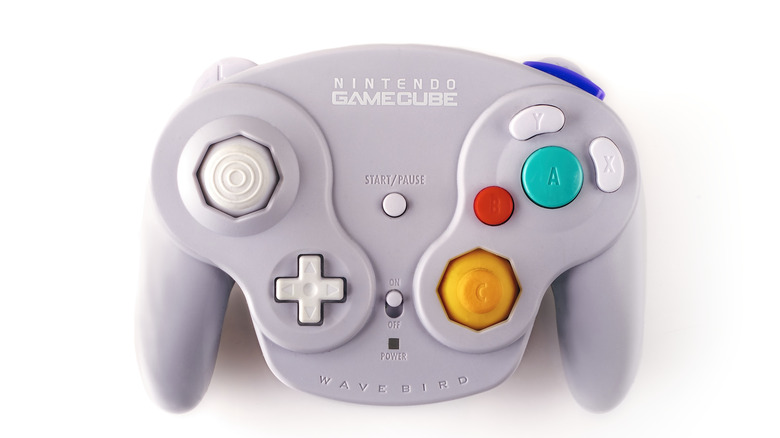 A Nintendo GameCube WaveBird wireless controller.