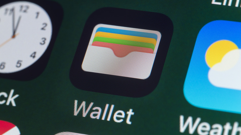 Close-up of the Apple Wallet app icon on an iPhone home screen.