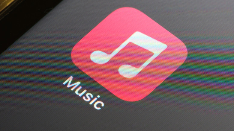 Close up of Apple Music app icon on iPhone home screen
