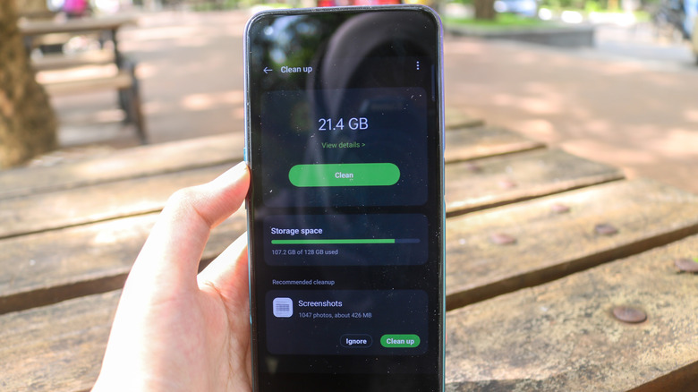 A smartphone app showing the option to clean up data.