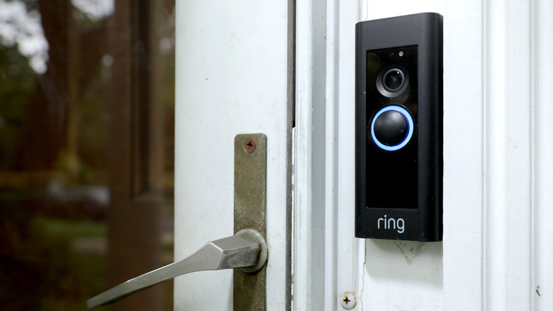 Ring Doorbell camera mounted near door