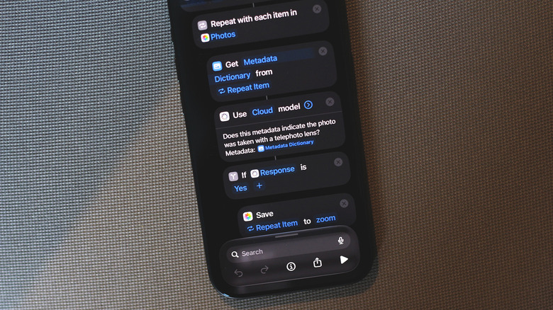 Editing a shortcut on an iPhone.