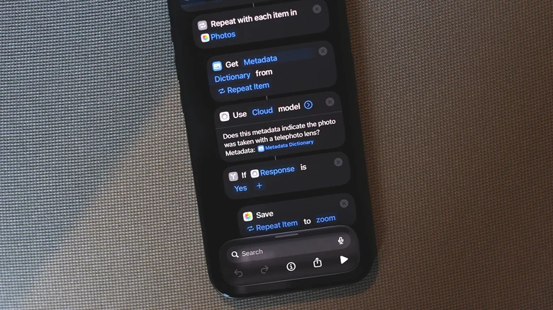 Editing a shortcut on an iPhone.