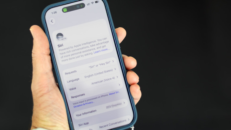 Closeup of an iPhone's Siri settings screen.