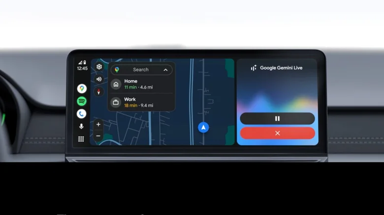 Android Auto on car's screen, featuring Google Gemini.