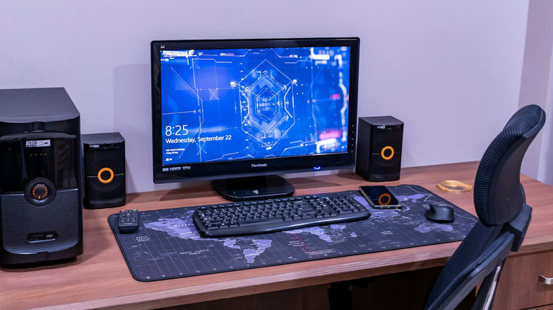 A computer with speakers.