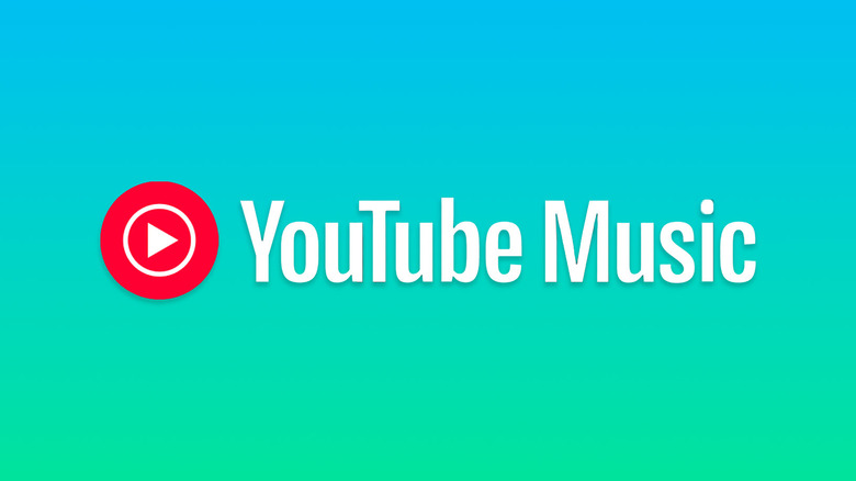 YouTube Music logo against a blue-green gradient