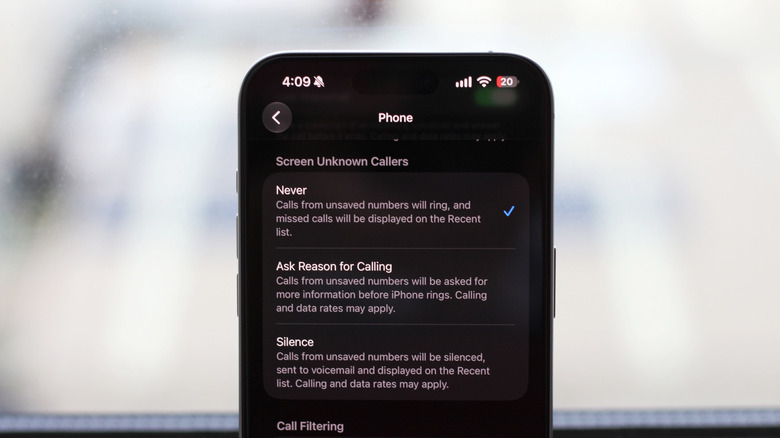Call screening options on an iPhone.