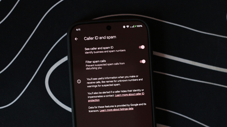 Call filtering options on Android.