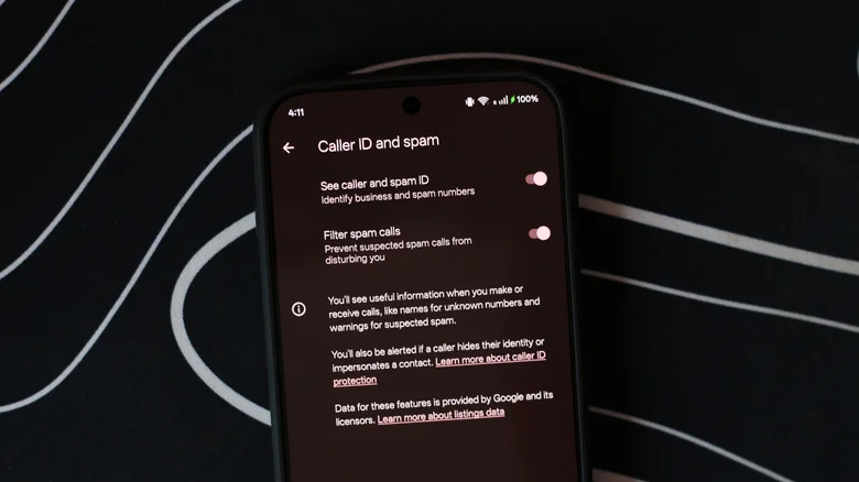 Call filtering options on Android.