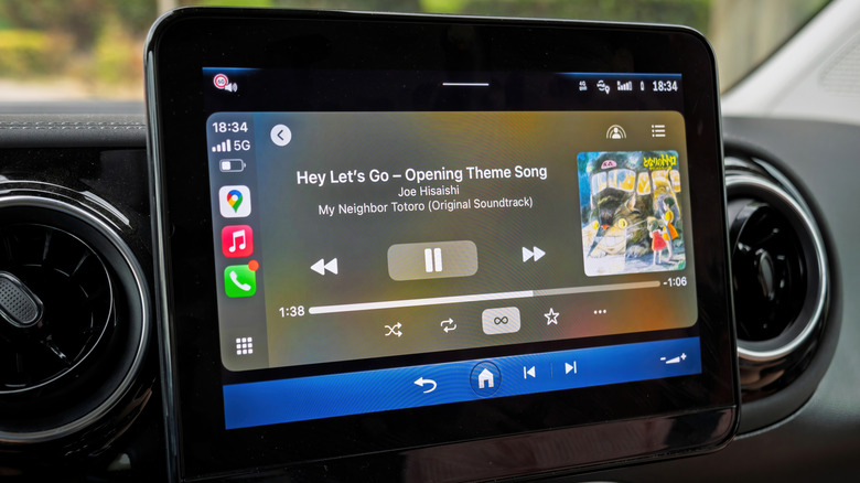 Music playing in Apple Music, shown on a car display via an Apple CarPlay connection.