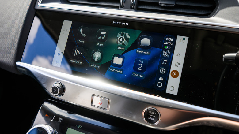 A list of apps available to launch using Apple CarPlay on a car display.