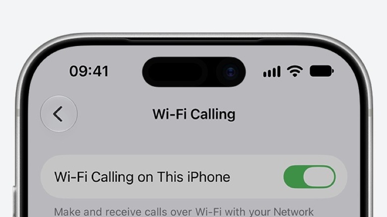 A screenshot of the top part of the Wii-Fi Calling Settings page on iPhone.