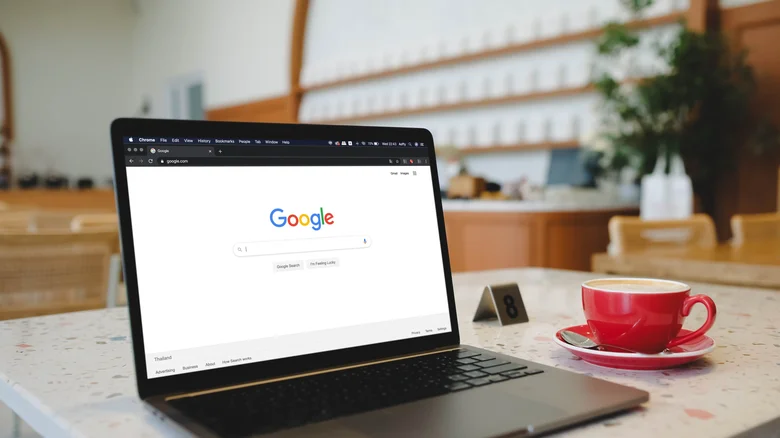 Google Chrome search engine displayed on a laptop.