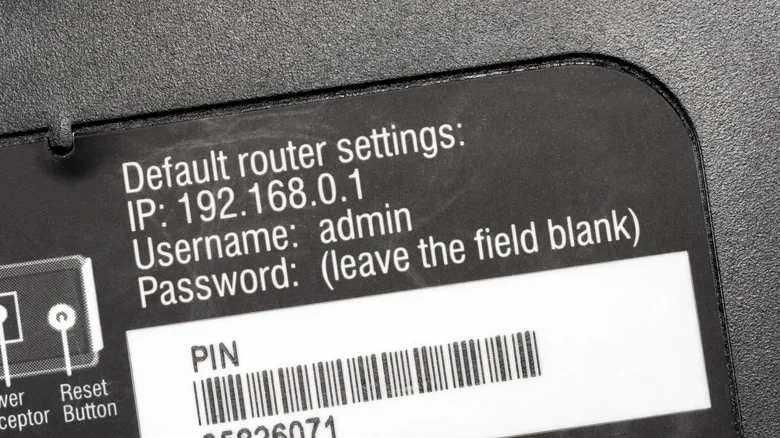 A sticker on a router with the default IP address, username and password.