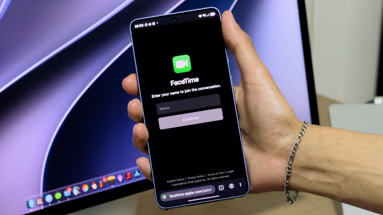 Joining a FaceTime call from an Android phone.