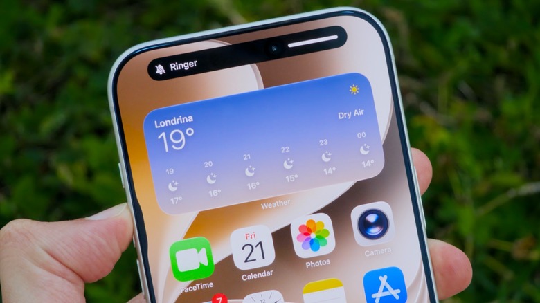 iPhone showing ringtone volume on the Dynamic Island.