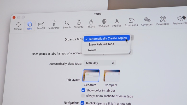Changing Safari settings.
