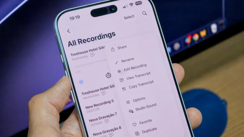 Options for editing a voice memo in Apple's native iPhone app.